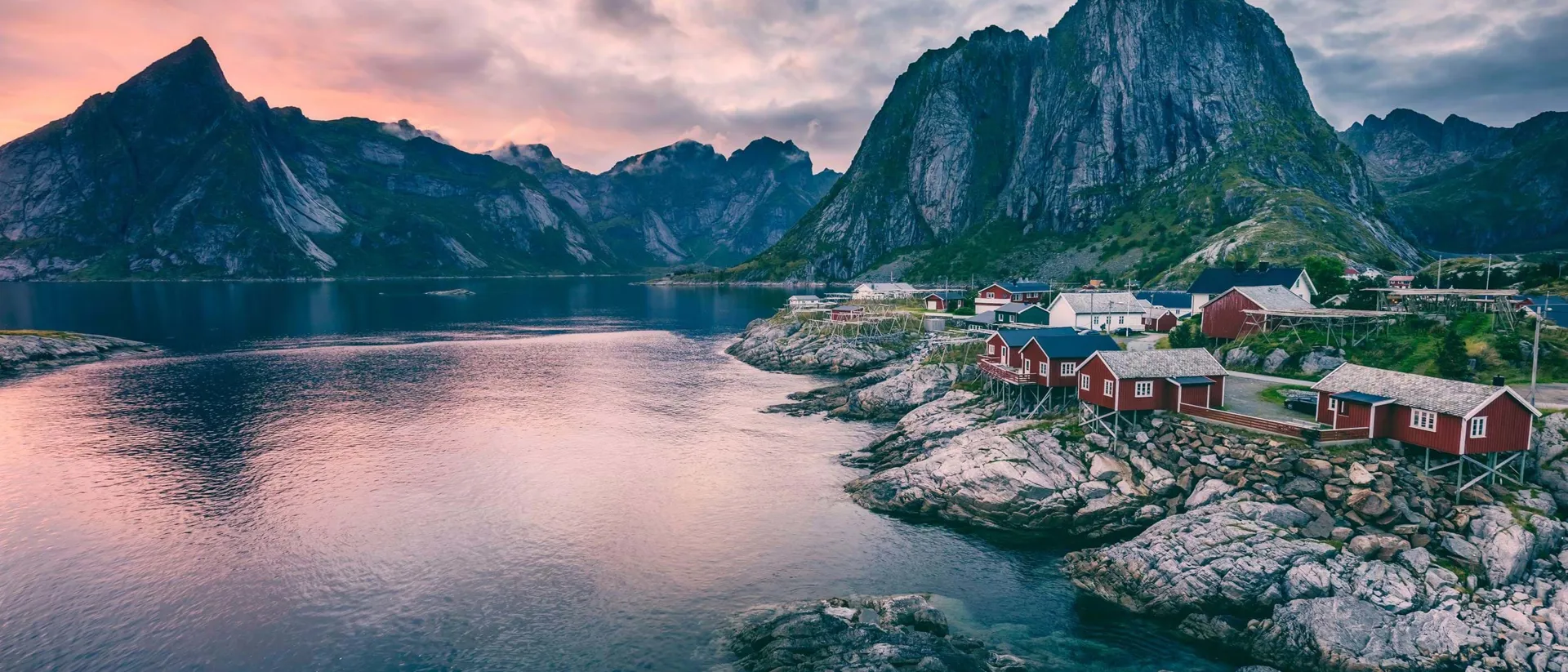 A beautiful view of Scandinavian mountains and fjords