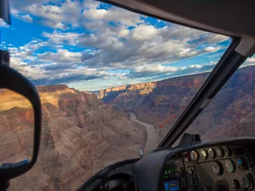 Looking out from a helicopter over the Grand Canyon, USA