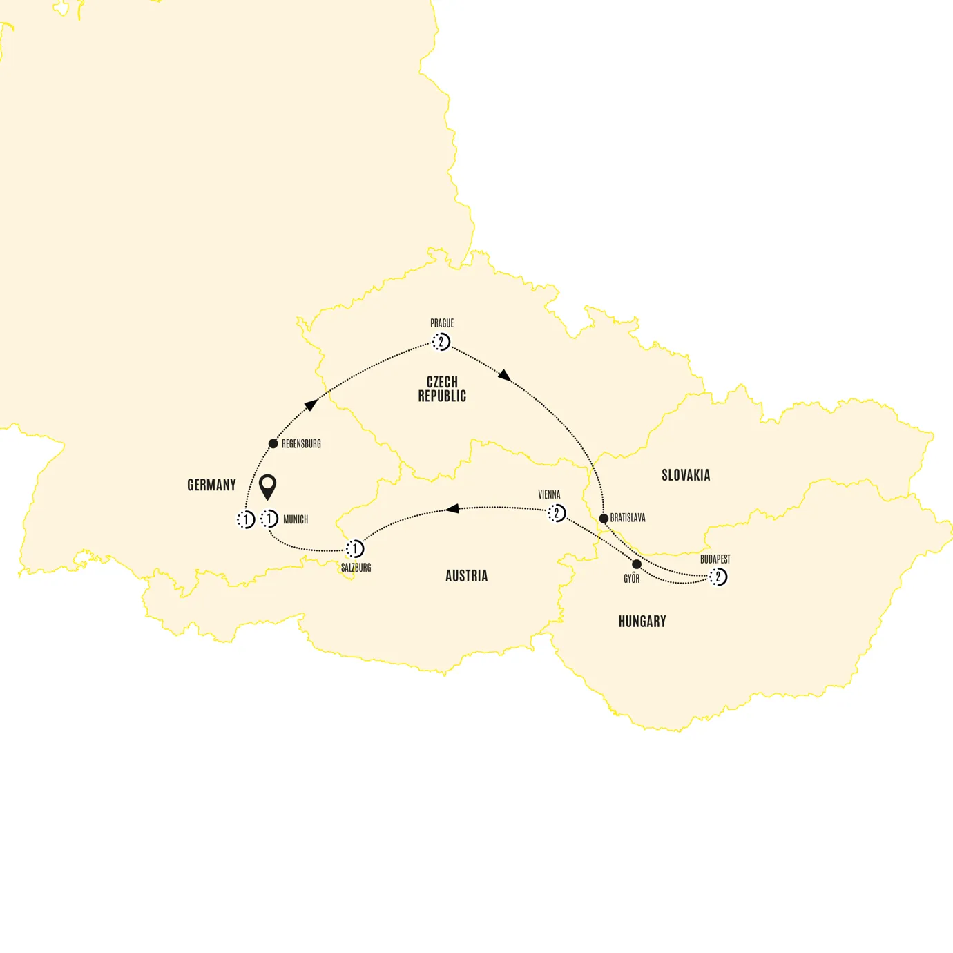 Imperial Highlights Guided Tour Map