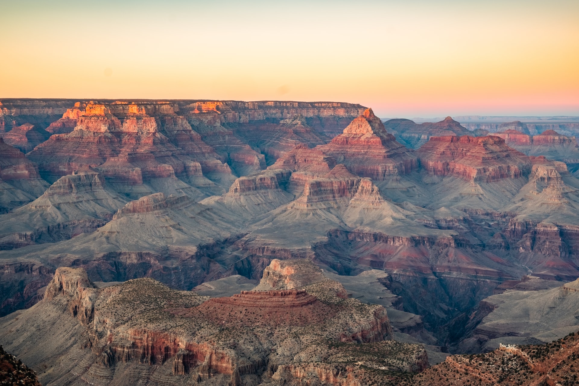 The Grand Canyon in Arizona, USA at dawn