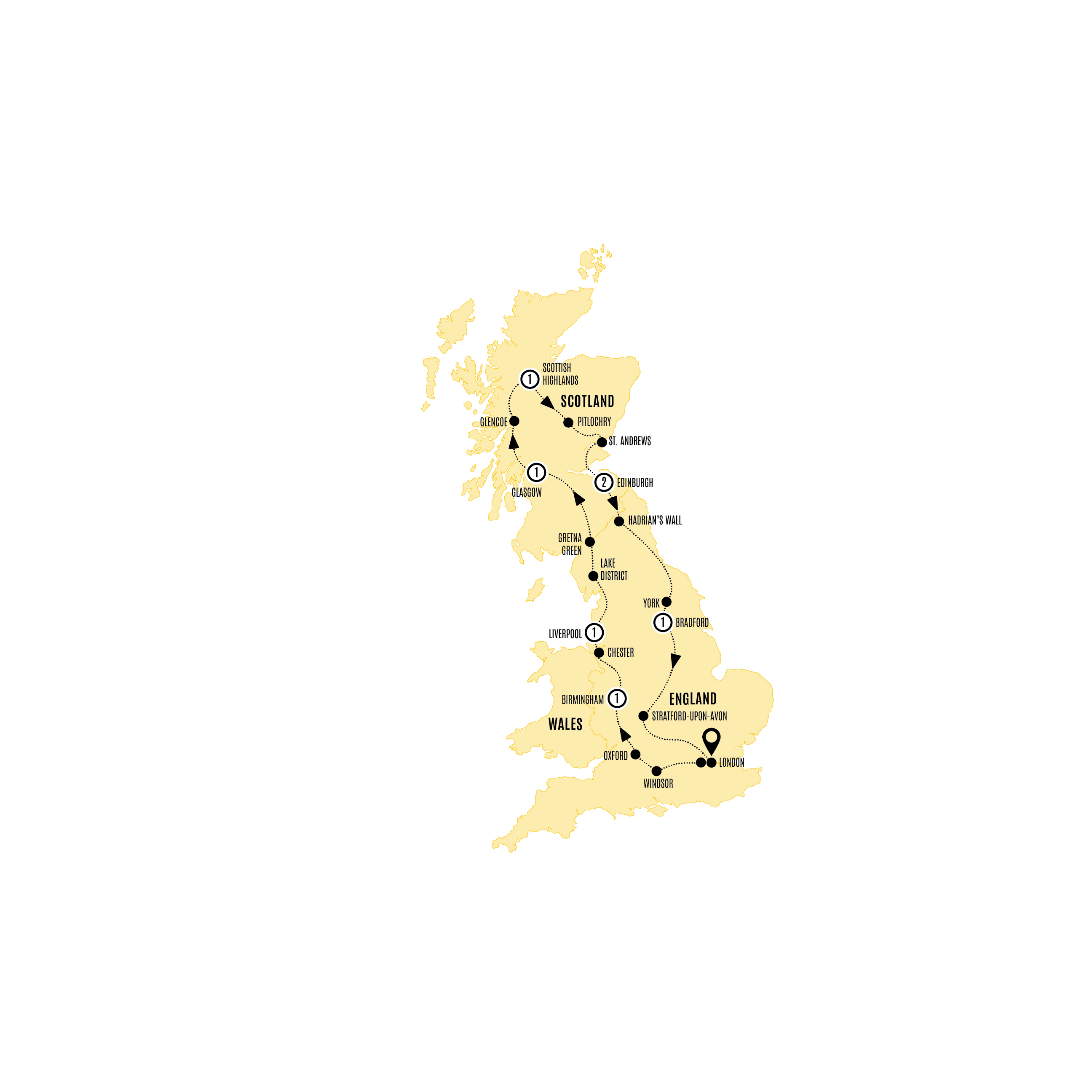 England Scotland Heritage Guided Tour Map 2026