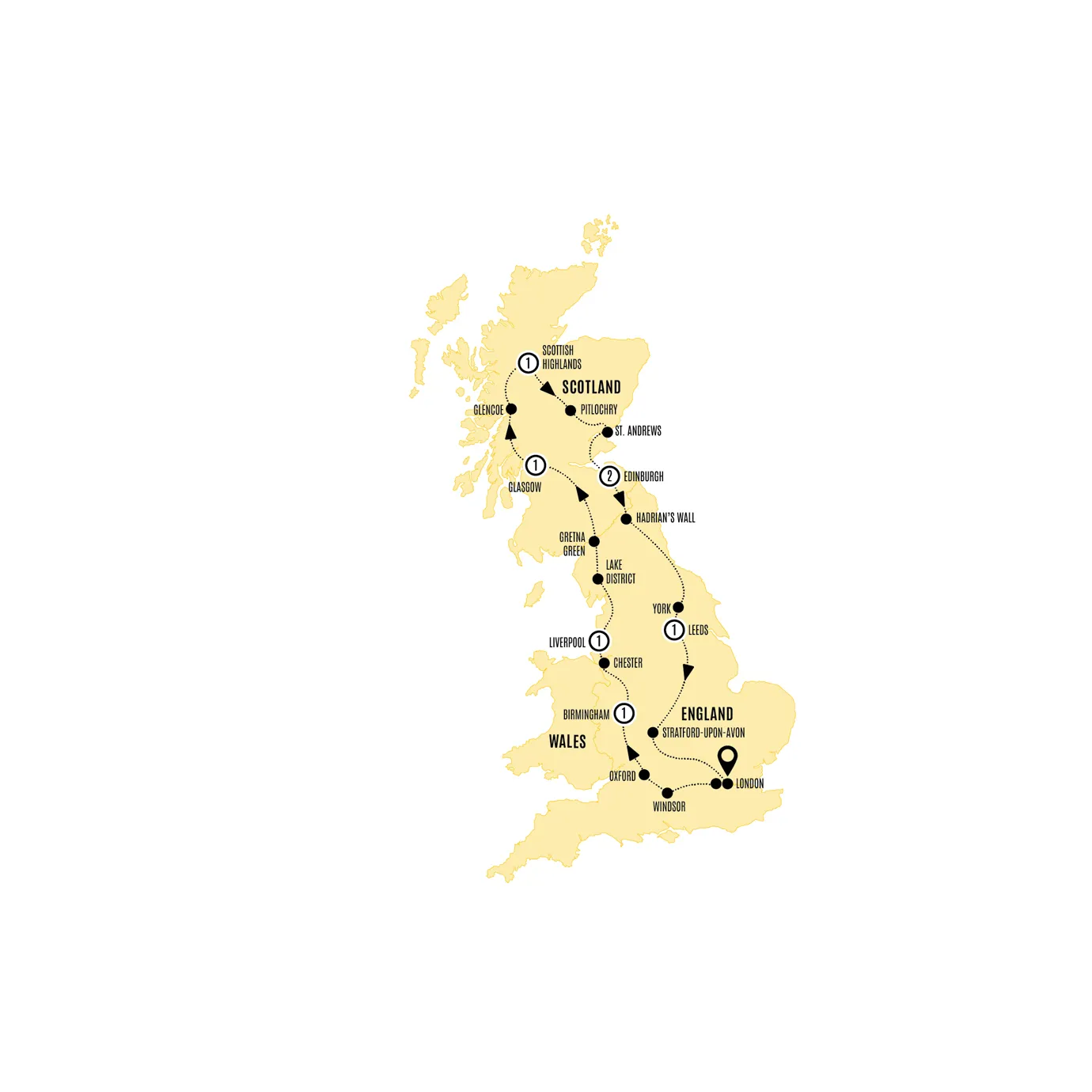 England Scotland Heritage Guided Tour Map 2026