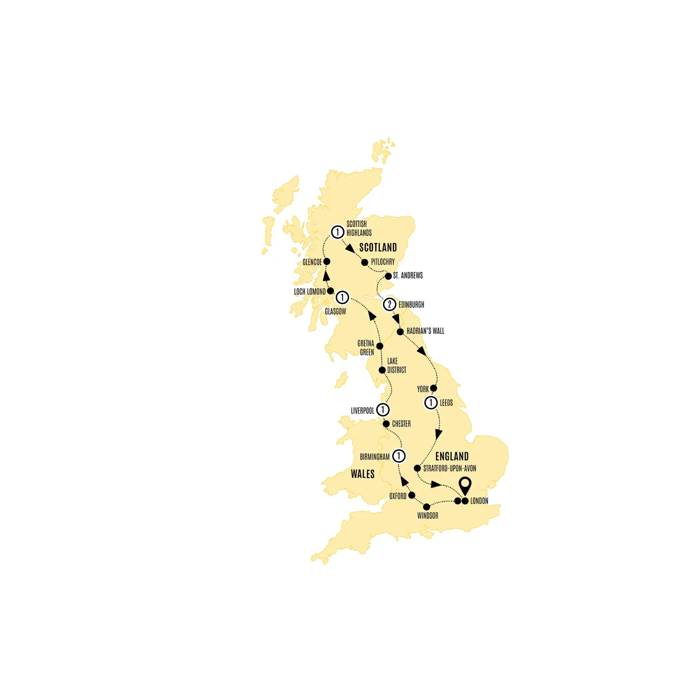 England Scotland Heritage Guided Tour Map 2026