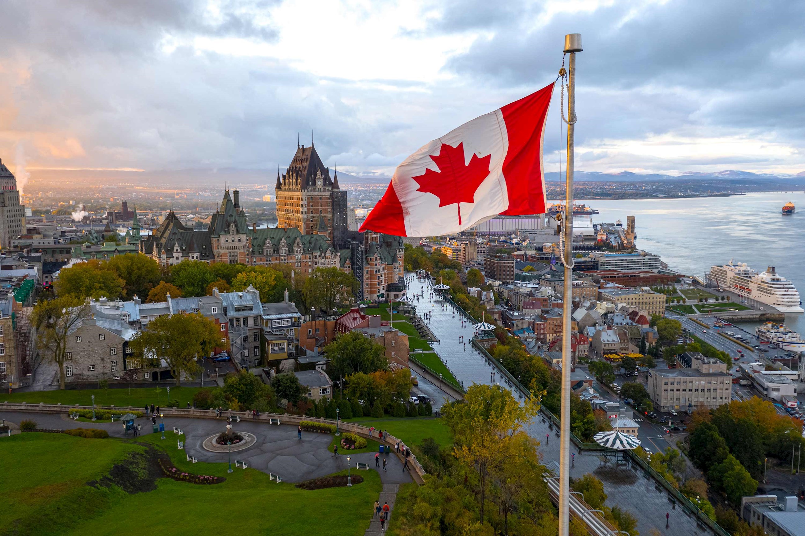 Flag over Old Quebec City, Canada