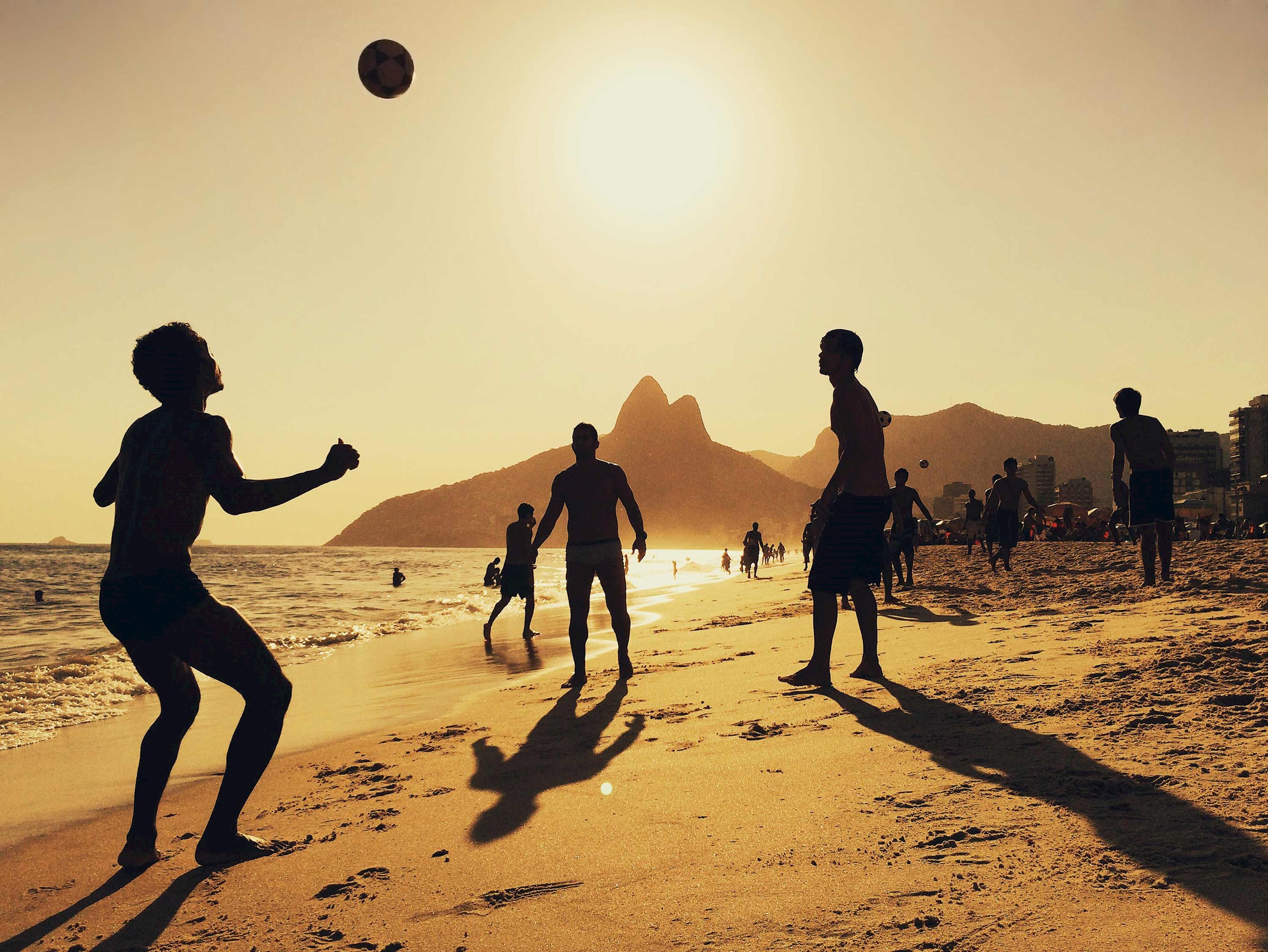 Football at Ipanema Beach in Rio de Janeiro, Brazil