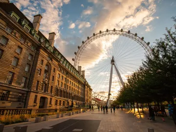 London Eye at dusk in London, England