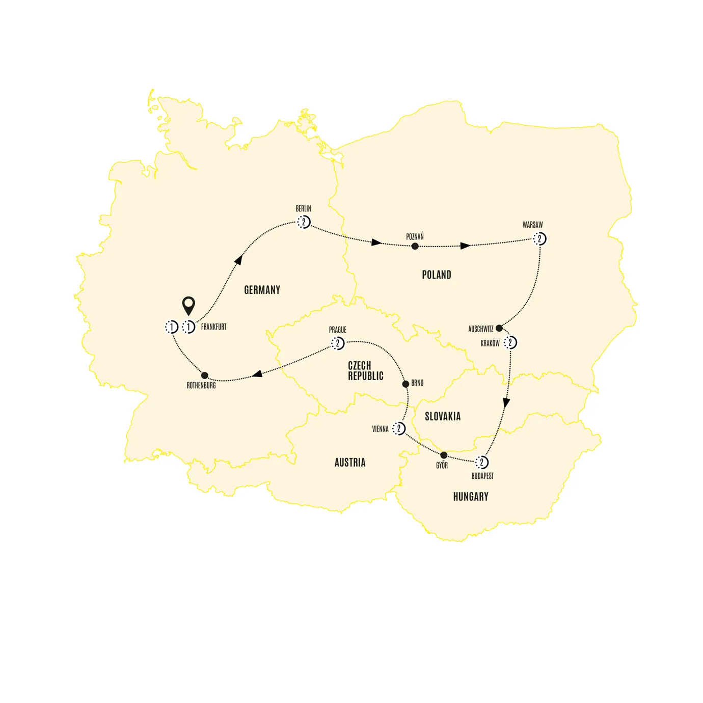 Highlights Bohemia Guided Tour Map