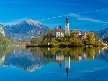 Church on island in Lake Bled, Slovenia