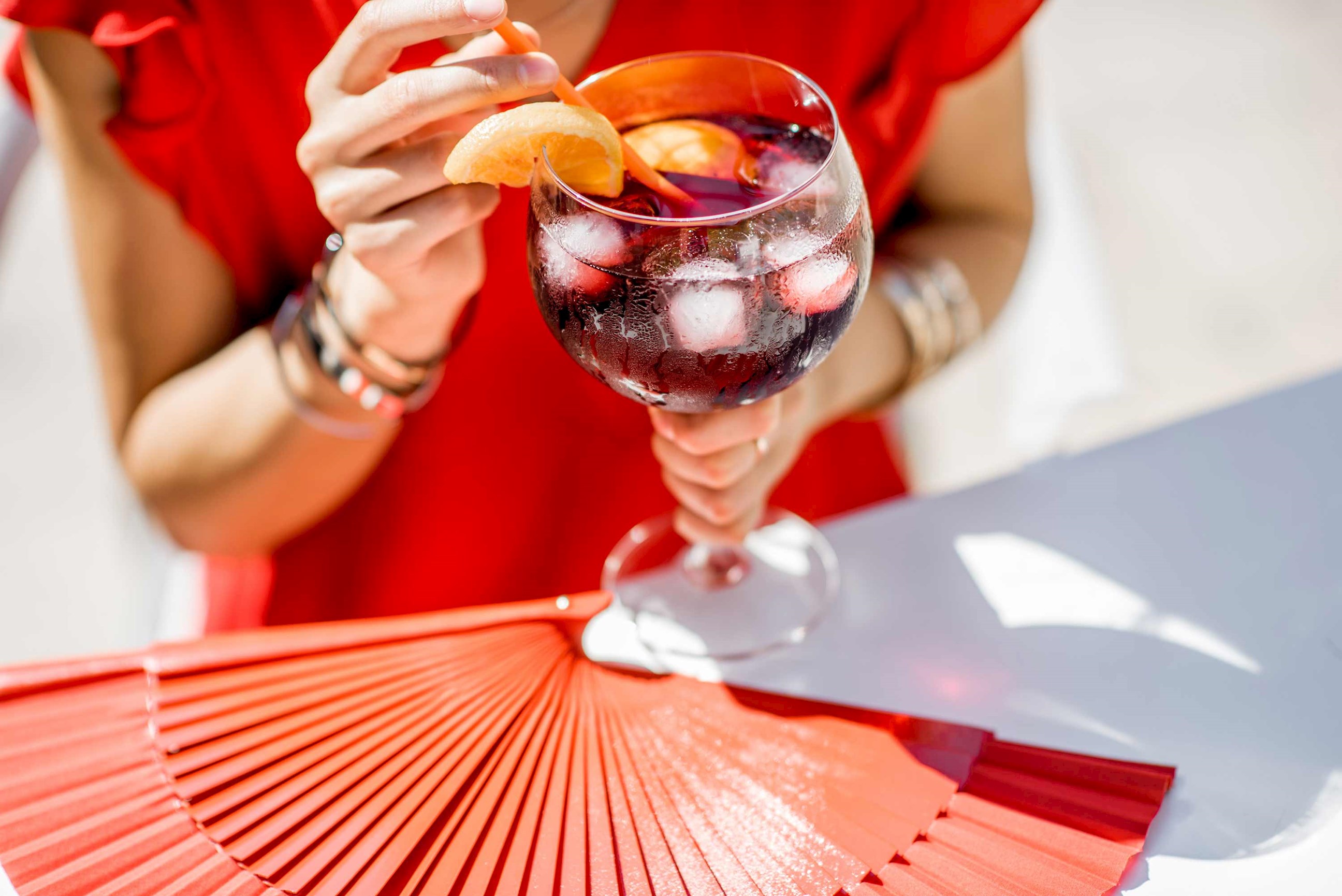 Woman with Sangria in Madrid, Spain