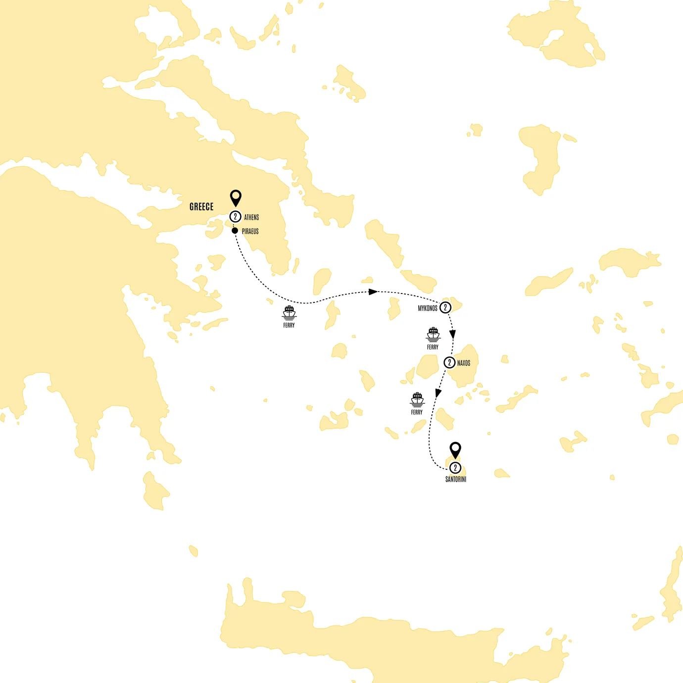 Greek Island Explorer Guided Tour Map 2027