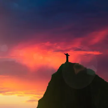 Statue Of Christ The Redeemer On The Corcovado at dusk in Rio de Janeiro, Brazil