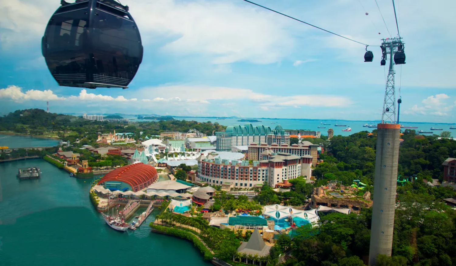Cable car overlooking Sentosa Island Singapore