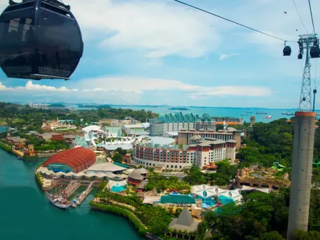 Cable car overlooking Sentosa Island Singapore