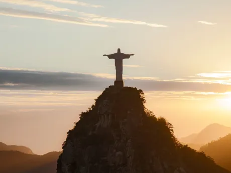 Christ the Redeemer on the Corcovado at sunset in Rio de Janeiro, Brazil